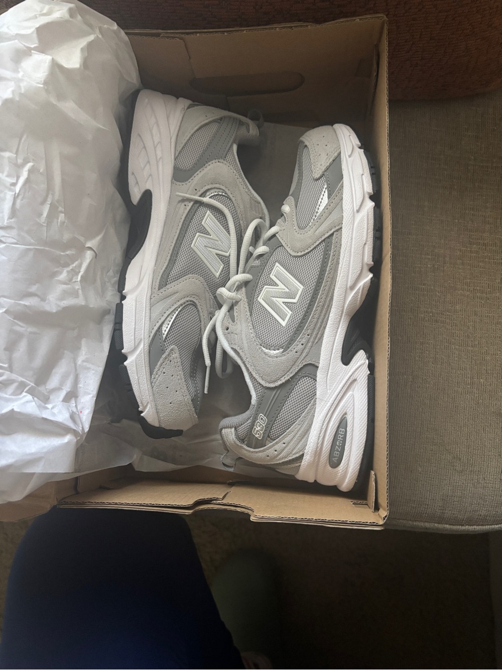New Balance Grey and White Women's Athletic Sneakers